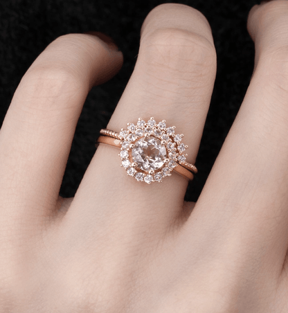 Vintage Işık Halkası Morganit Evlilik Teklifi Yüzüğü - Asterope