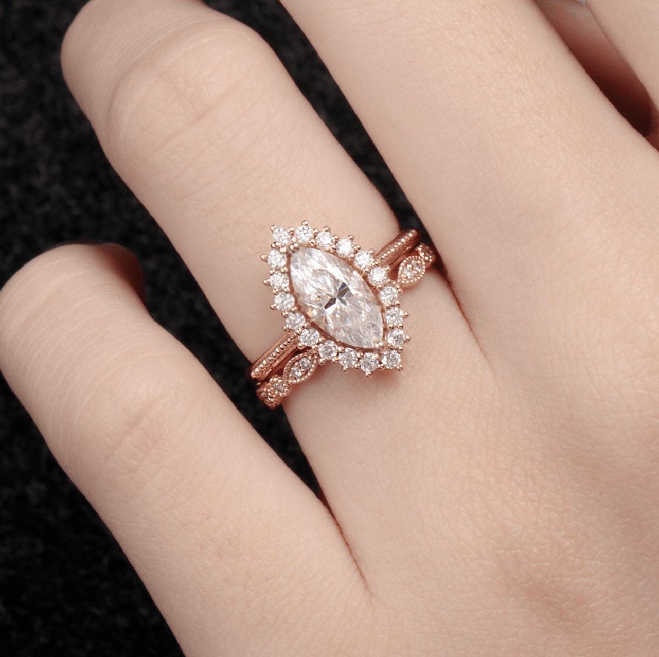 Vintage Markiz Mozanit Işık Halkası Yüzük - Baham