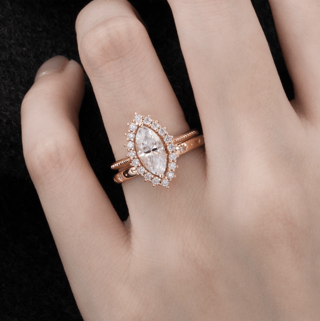 Vintage Markiz Mozanit Işık Halkası Yüzük - Baham