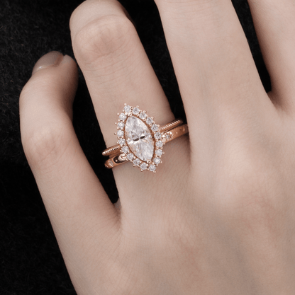 Vintage Markiz Mozanit Işık Halkası Yüzük - Baham