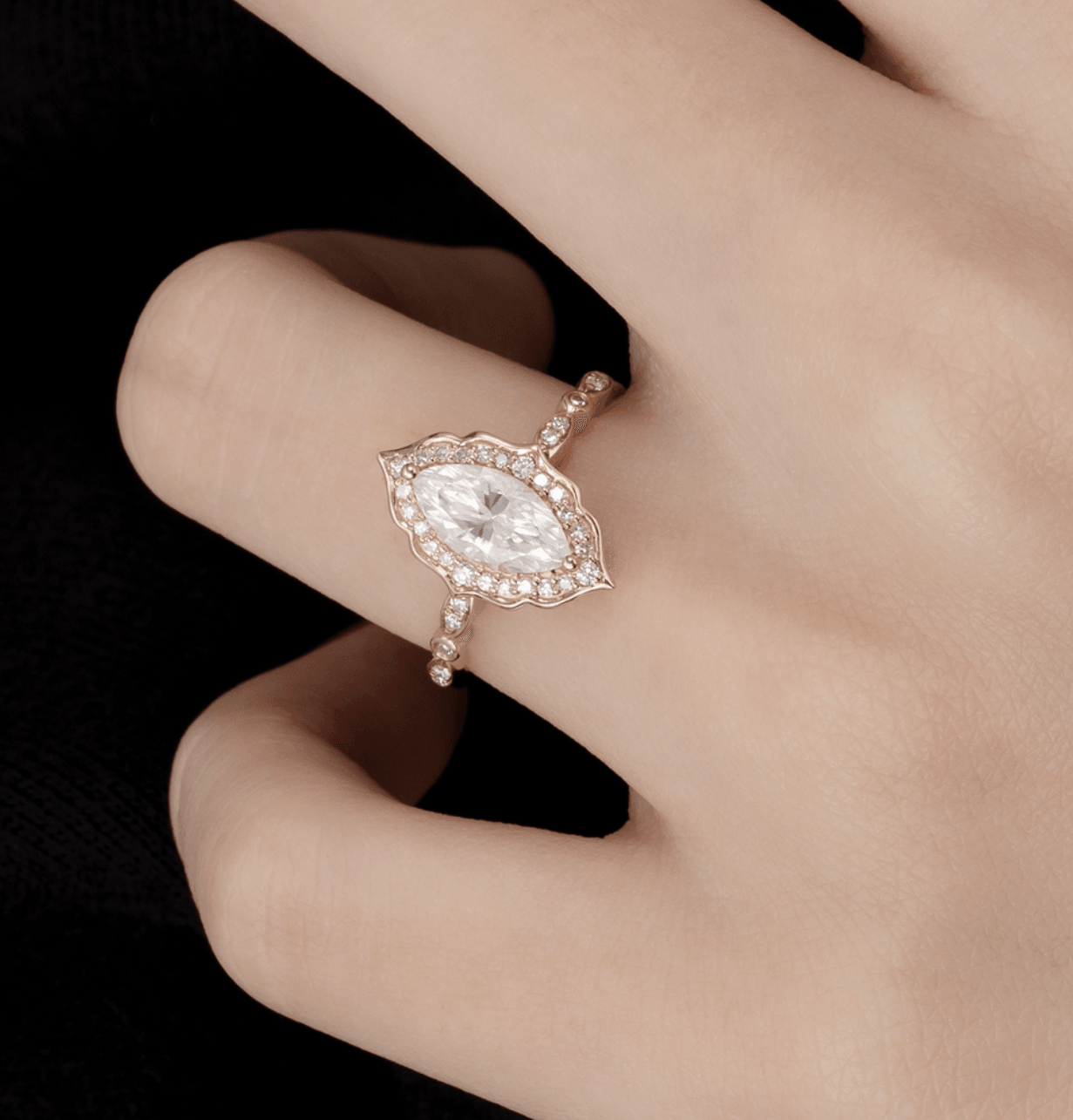 Vintage Markiz Mozanit Yüzük - Sulafat