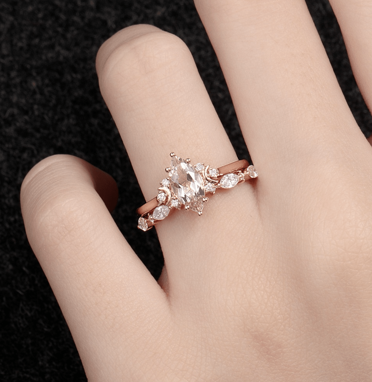 Vintage Mozanit Hilal Yüzük - Alrami