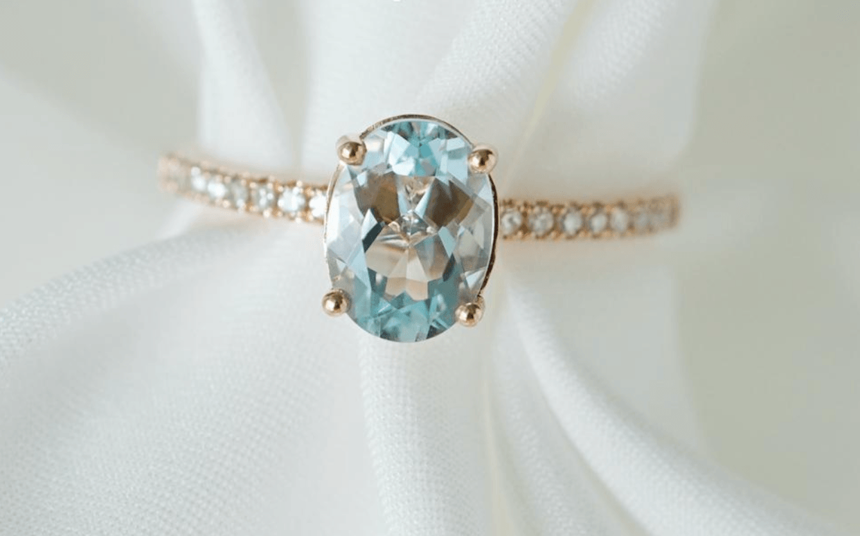 Vintage Oval Akuamarin Evlilik Teklifi Yüzüğü - Furud
