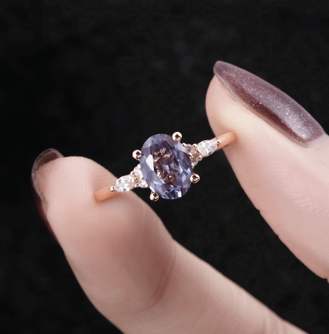 Vintage Oval Alexandrite Pırlanta Yüzük - Enif