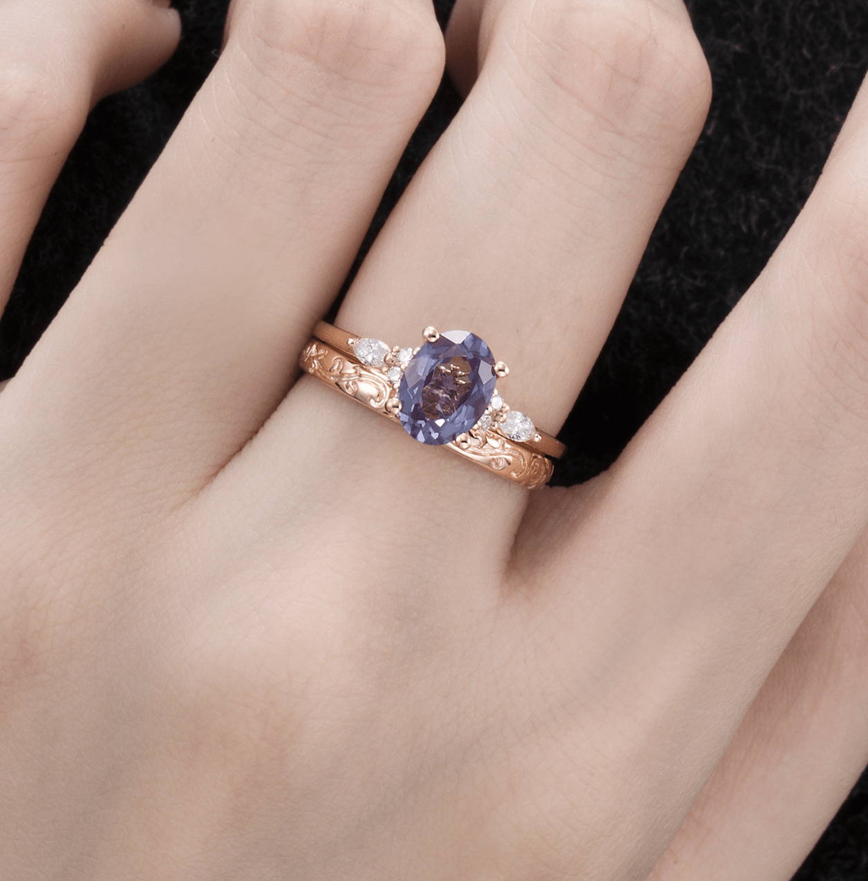 Vintage Oval Alexandrite Pırlanta Yüzük - Enif