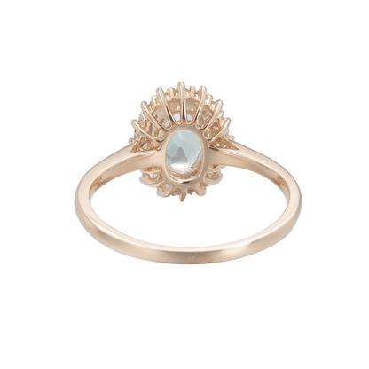 Vintage Oval Işık Halkası Akuamarin Yüzük - Girtab