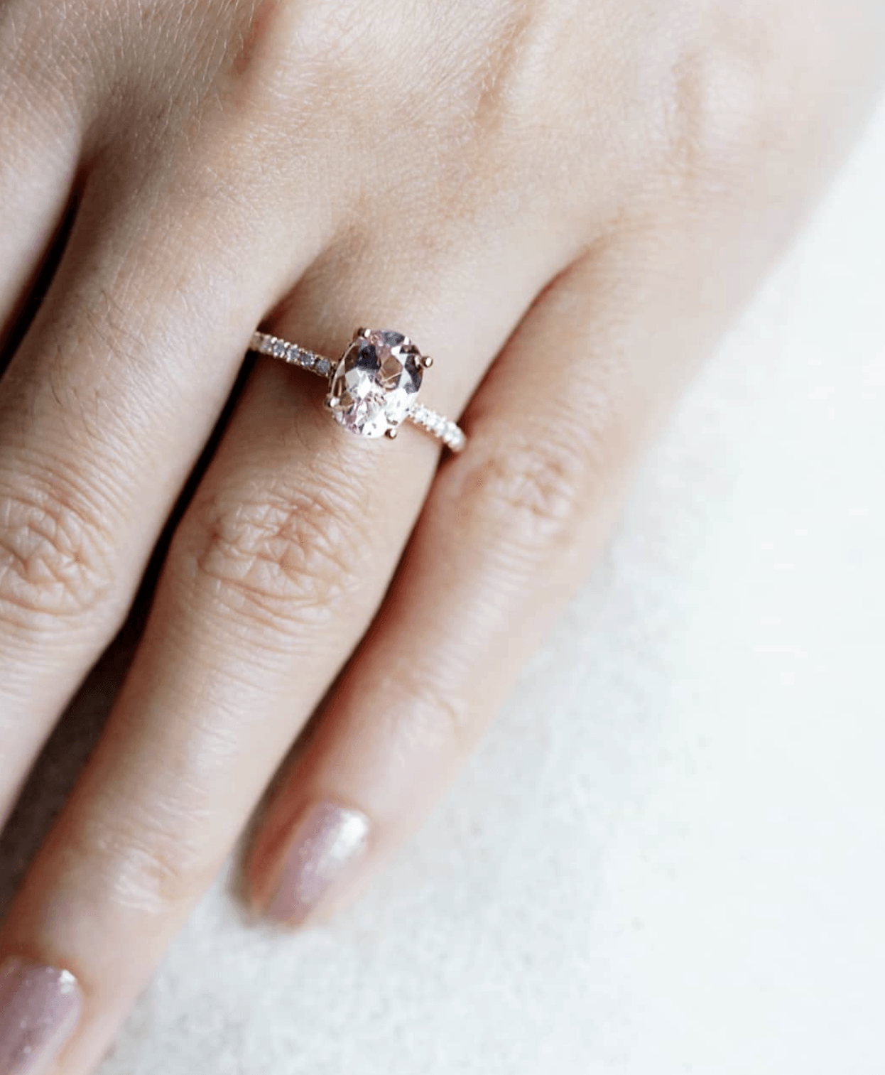 Vintage Oval Morganit Evlilik Teklifi Yüzüğü - Hamal