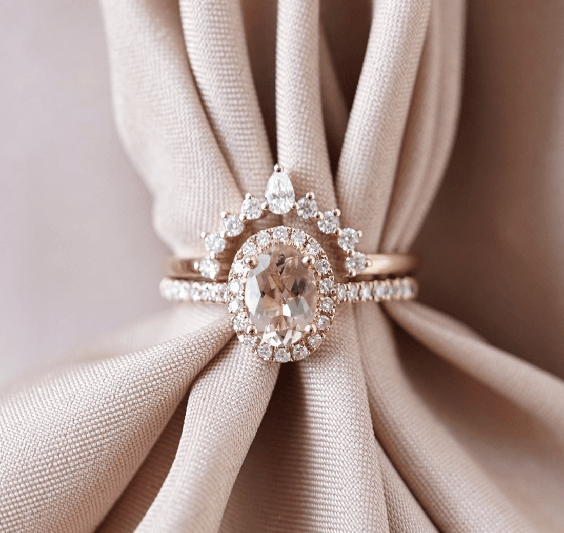 Vintage Oval Morganit Işık Halkası Yüzük - Megrez