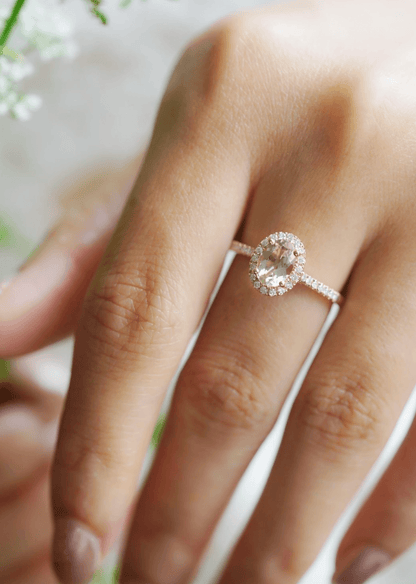 Vintage Oval Morganit Işık Halkası Yüzük - Megrez