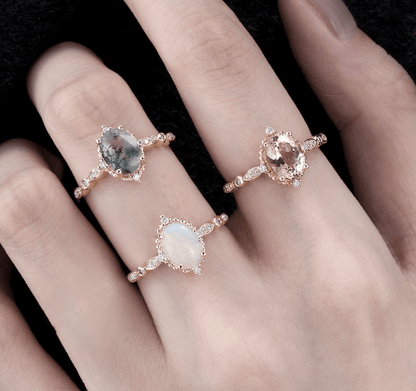 Vintage Oval Yosunlu Akik Yüzük - Brachium