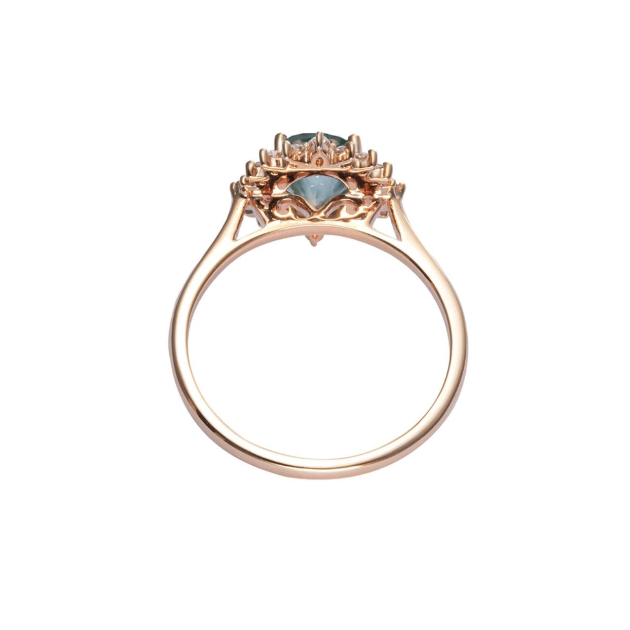 Vintage Oval Yosunlu Akik Yüzük - Wazn