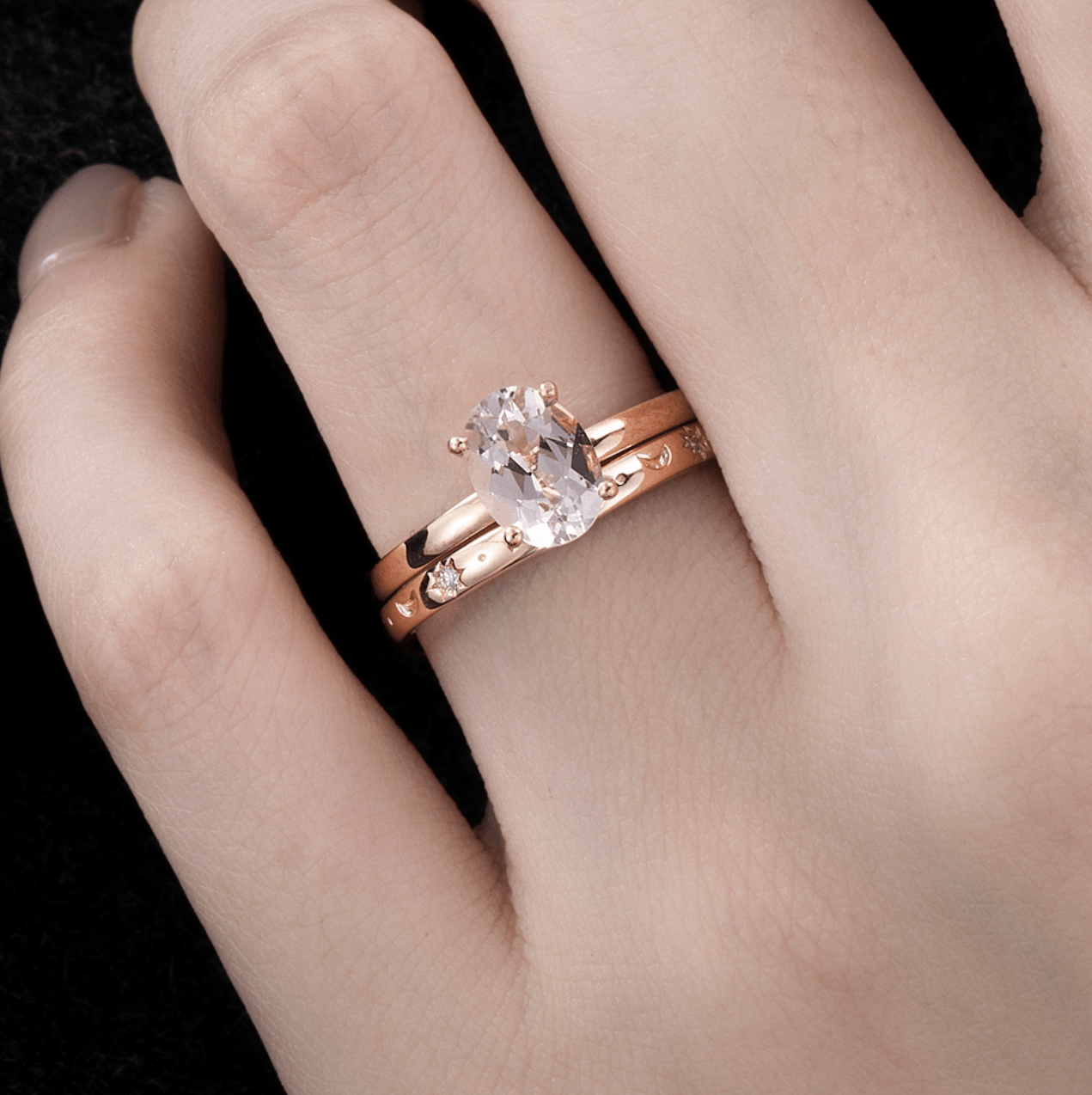 Vintage Tektaş Oval Morganit Yüzük - Propus