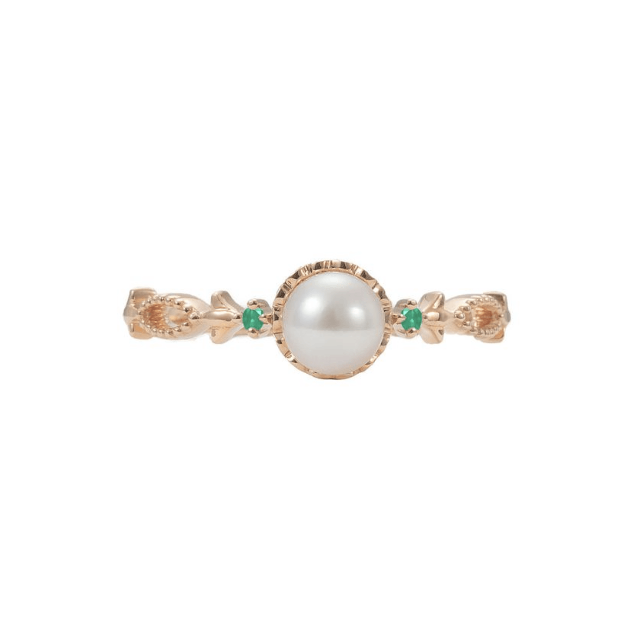 Zümrüt Detaylı Vintage İnci Yüzük - Canopus