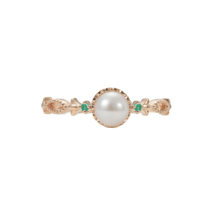 Zümrüt Detaylı Vintage İnci Yüzük - Canopus