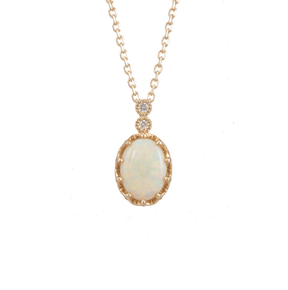 Oval Avustralya Opal Pırlanta Kolye - Mim Diamond