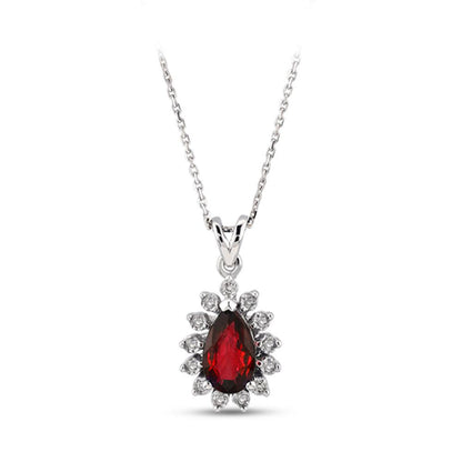 Pırlantalı Yakut Kolye - Mim Diamond