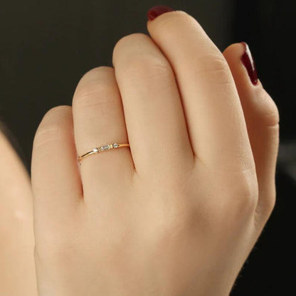 Minimal Baget Pırlanta Yüzük - Mina - Mim Diamond