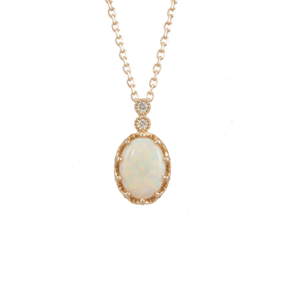 Oval Avustralya Opal Pırlanta Kolye - Mim Diamond