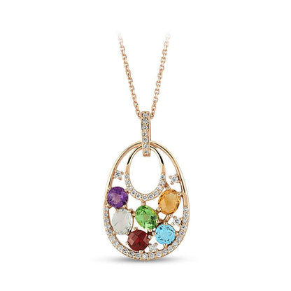Pırlantalı Renkli Taşlı Kolye - Mim Diamond