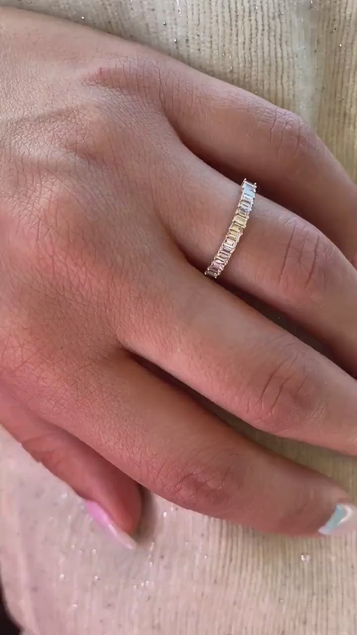 Half Round Baguette Diamond Ring