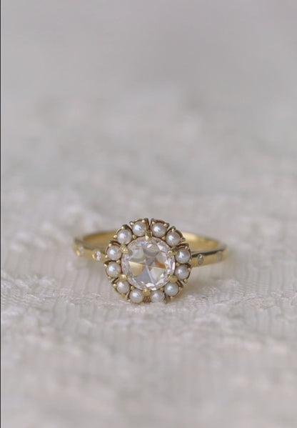 Vintage Design Pearl Solitaire Diamond Ring - Vintel