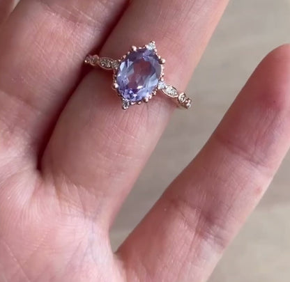 Vintage Oval Alexandrite Evlilik Teklifi Yüzüğü - Vega
