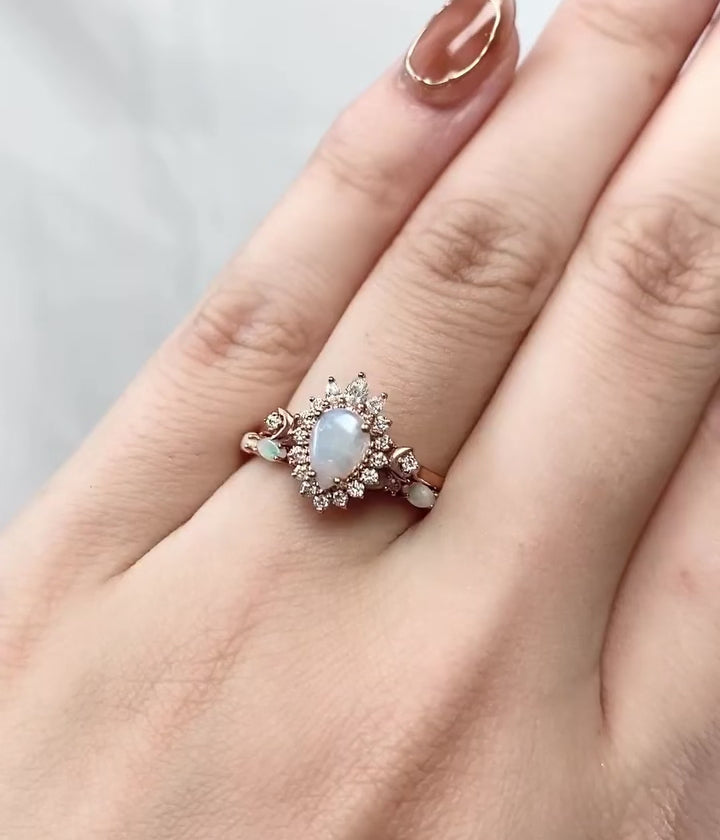 Vintage Opal Pırlanta Alyans Yüzük - Abelia