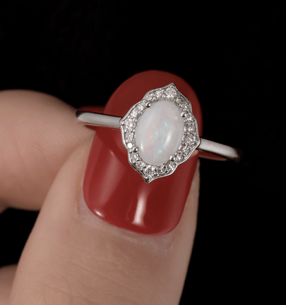 Vintage Çiçekli Opal Evlilik Teklifi Yüzüğü - Botein