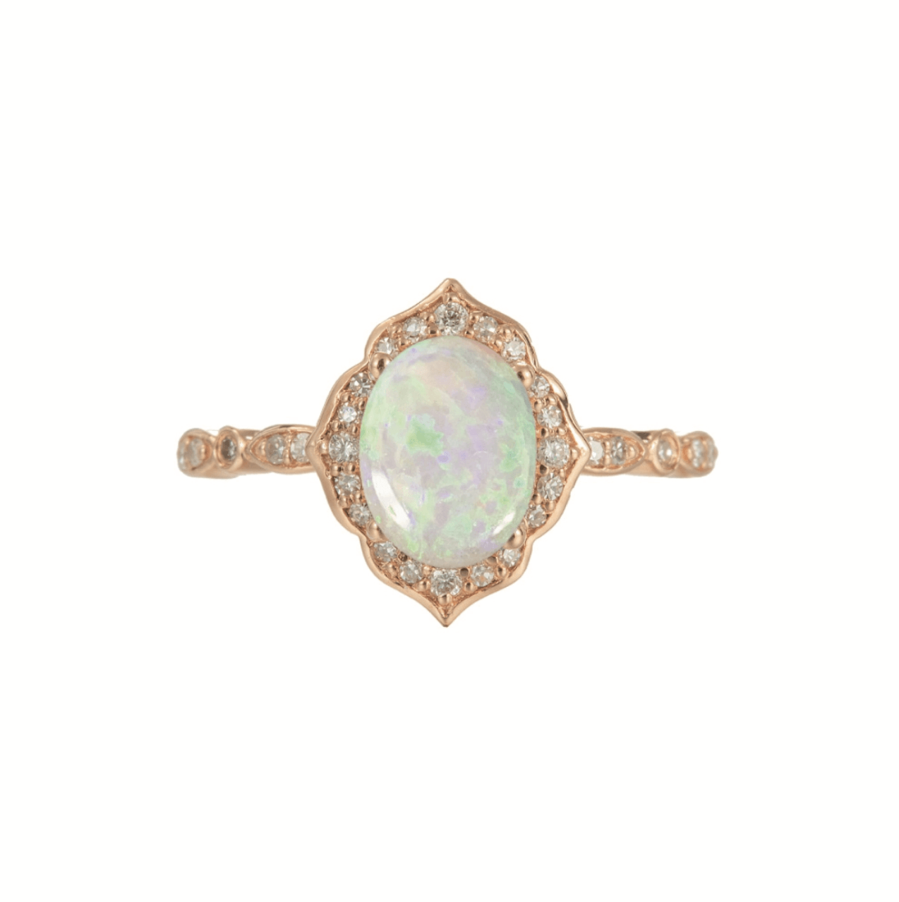 Vintage Çiçekli Oval Opal Yüzük - Markab