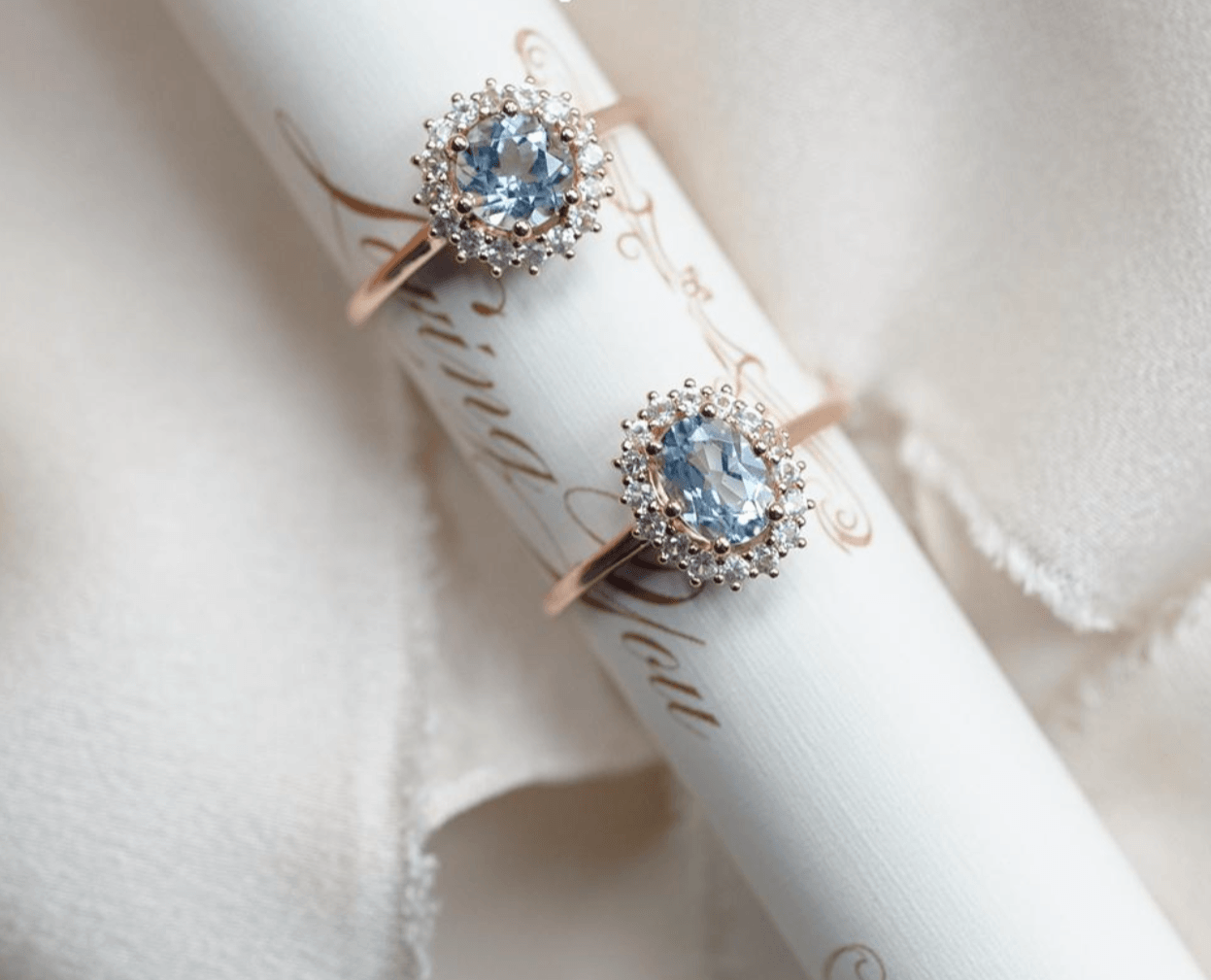 Vintage Işık Halkası Akuamarin Evlilik Teklifi Yüzüğü - Arrakis