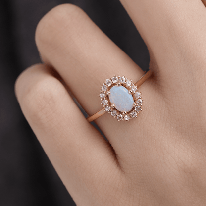 Vintage Oval Opal Evlilik Teklifi Yüzüğü - Chertan