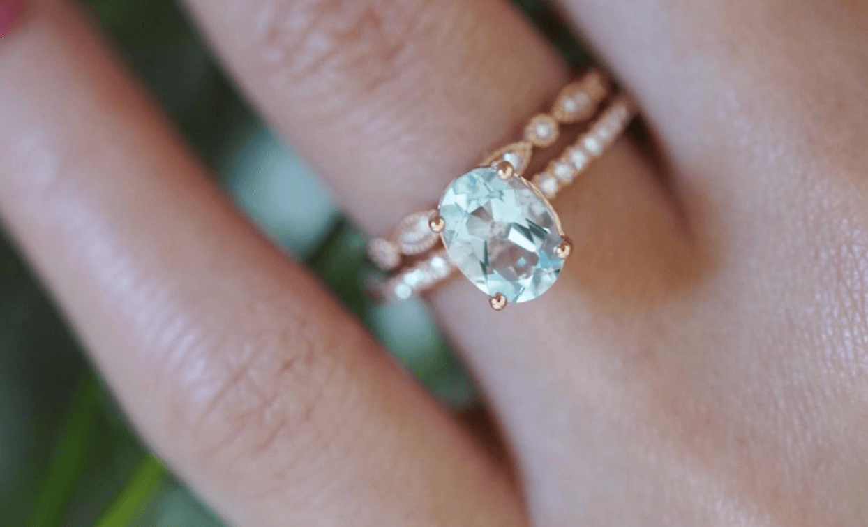 Vintage Oval Opal Evlilik Teklifi Yüzüğü - Heze