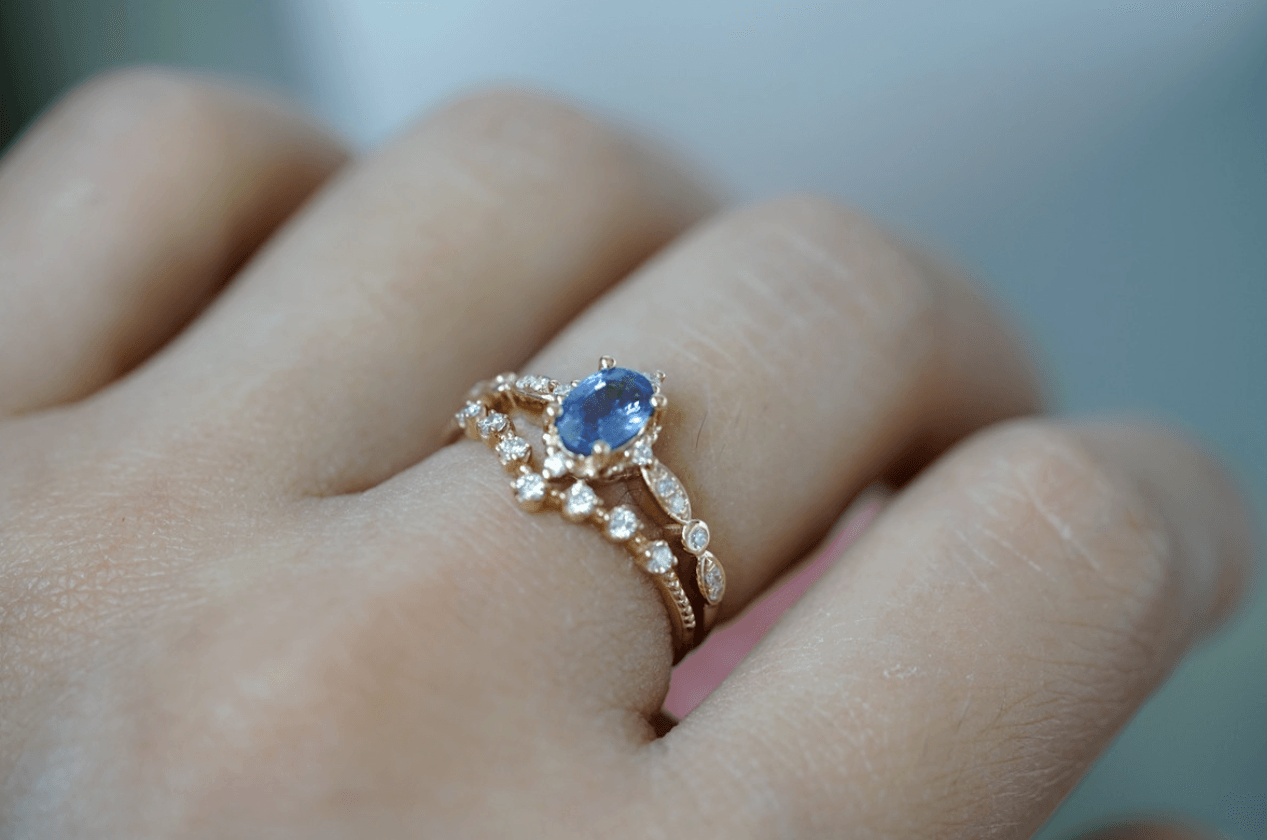 Vintage Safir Evlilik Teklifi Yüzüğü - Seginus