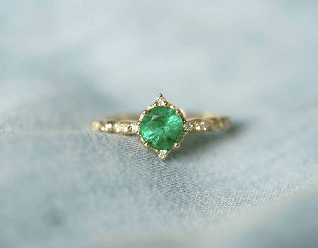 Vintage Zümrüt Evlilik Teklifi Yüzüğü -Toliman