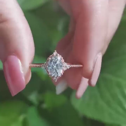 Винтажное овальное кольцо с муассанитом - Menchib